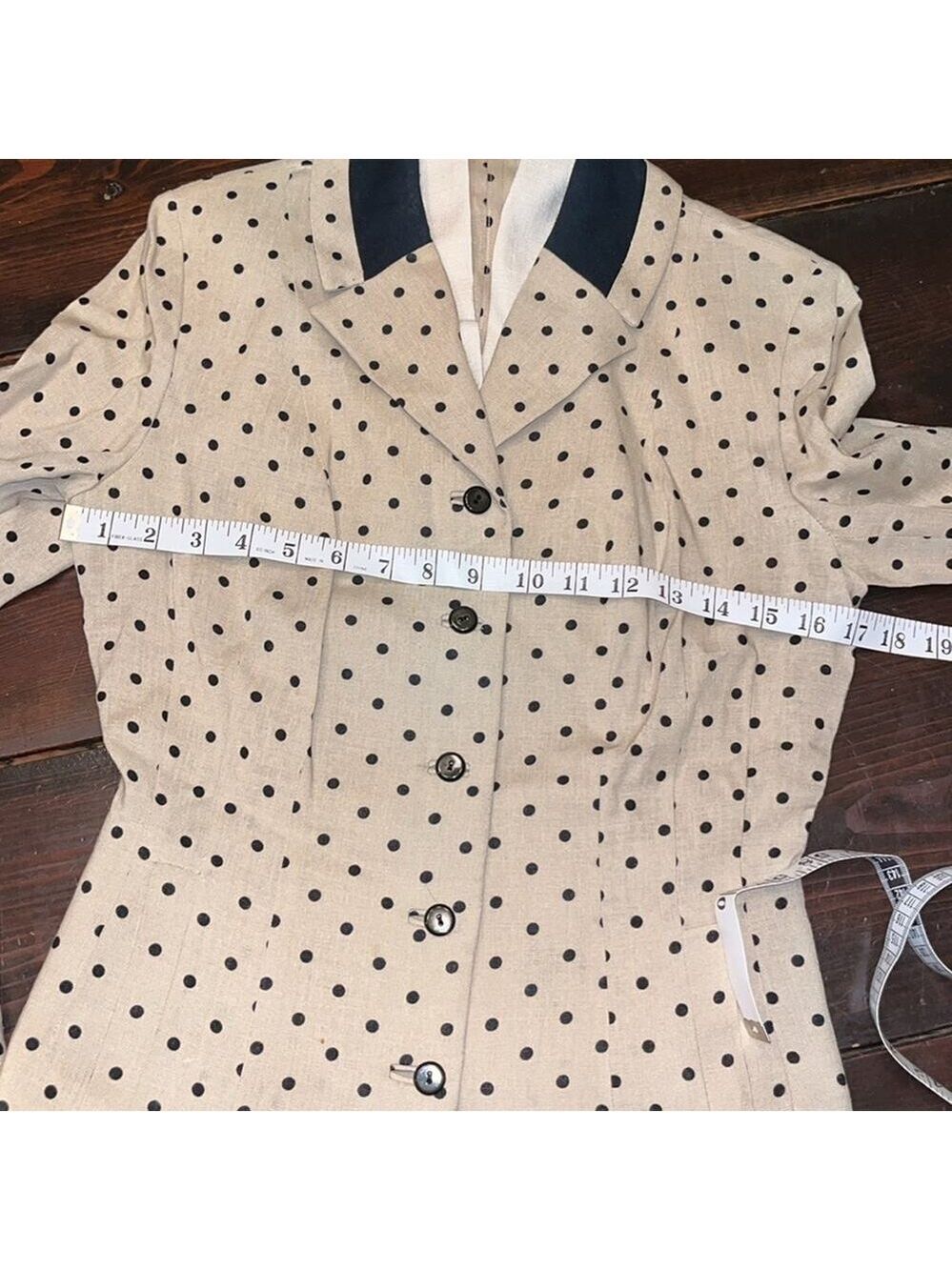 Vintage 50s 60s polka dot skirt and jacket / blouse • modest • suit • 70s • - Picture 5 of 13